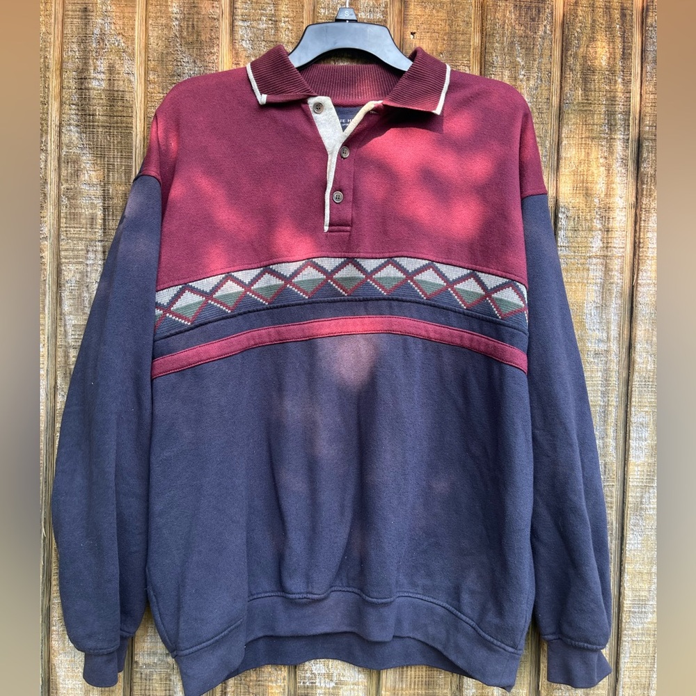 Vintage Safe Harbor Sportswear Pullover Rugby Shirt Sweatshirt - Size Large